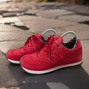 New Balance WL574SPR Encap High Roller Sneakers Womens 8.5 Red W/ Leopard Print